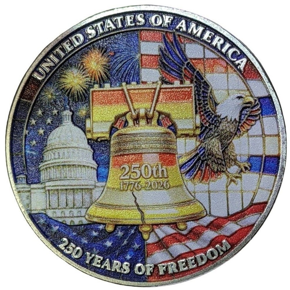 Commemorative Medal America 250 Round Colorized Eagle Liberty Bell 2026